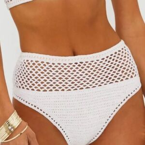 Brinley High Waist Open Knit Bikini Bottoms NWT